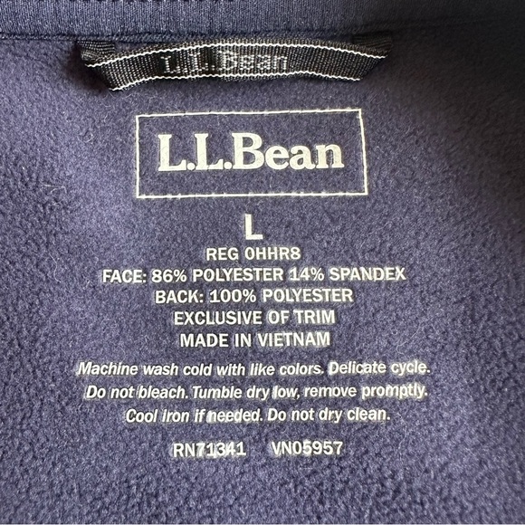 L. L. Bean Pathfinder Softshell Windproof Jacket Navy Blue Fleece Lined Full Zip - Picture 6 of 6